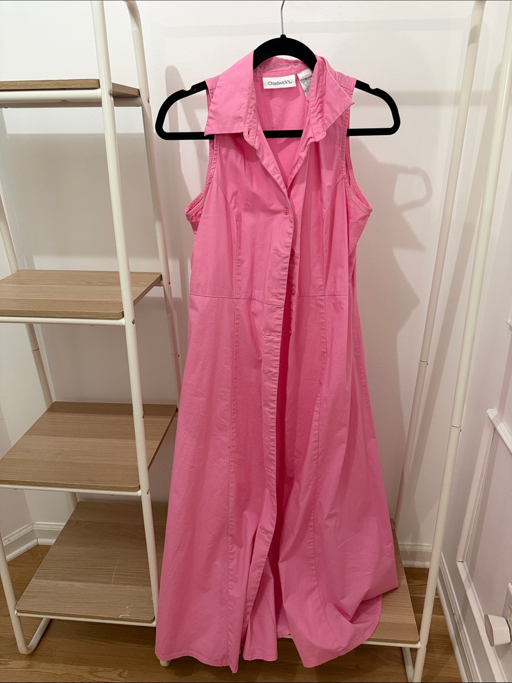 Chadwicks Vibrant Pink Button-Front Maxi Dress